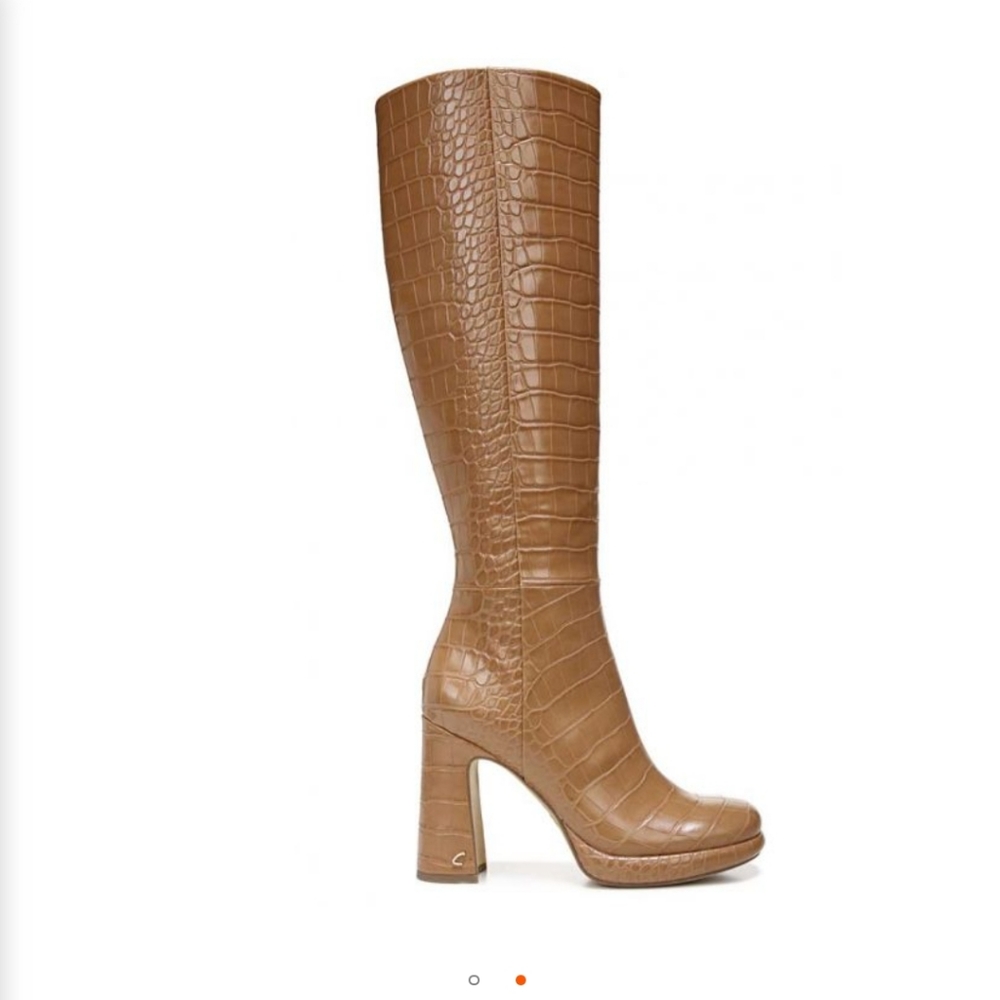 NWT Sam Edelman Circus Vegan Leather Alligator Print Knee-high Platform Boots